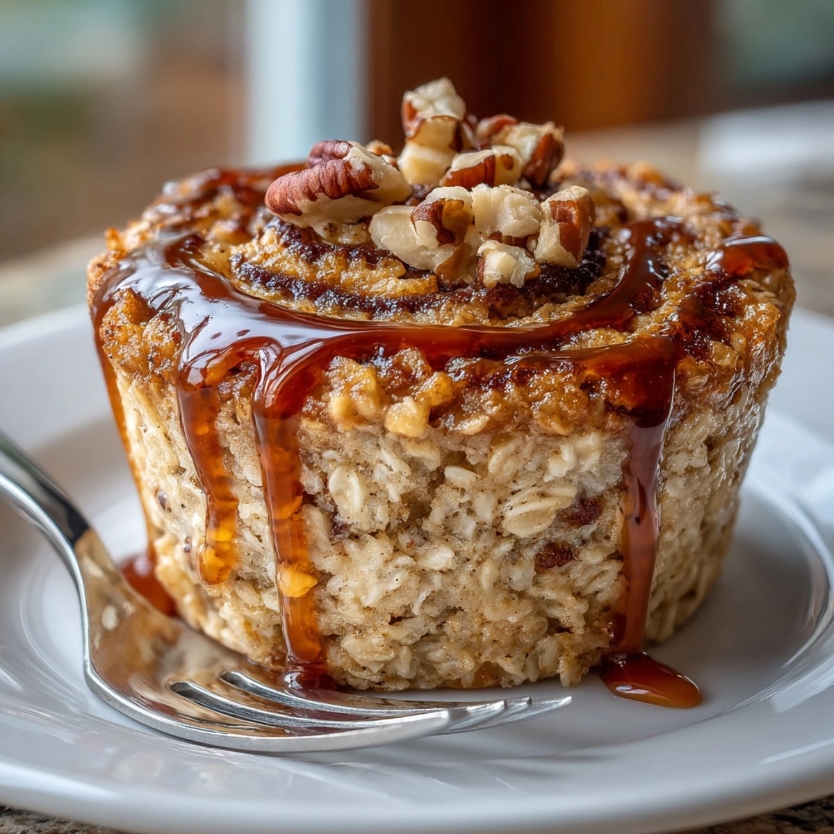 Cinnamon Swirl Baked Oatmeal Cups arranged in a muffin tin, golden with visible cinnamon ribbons.