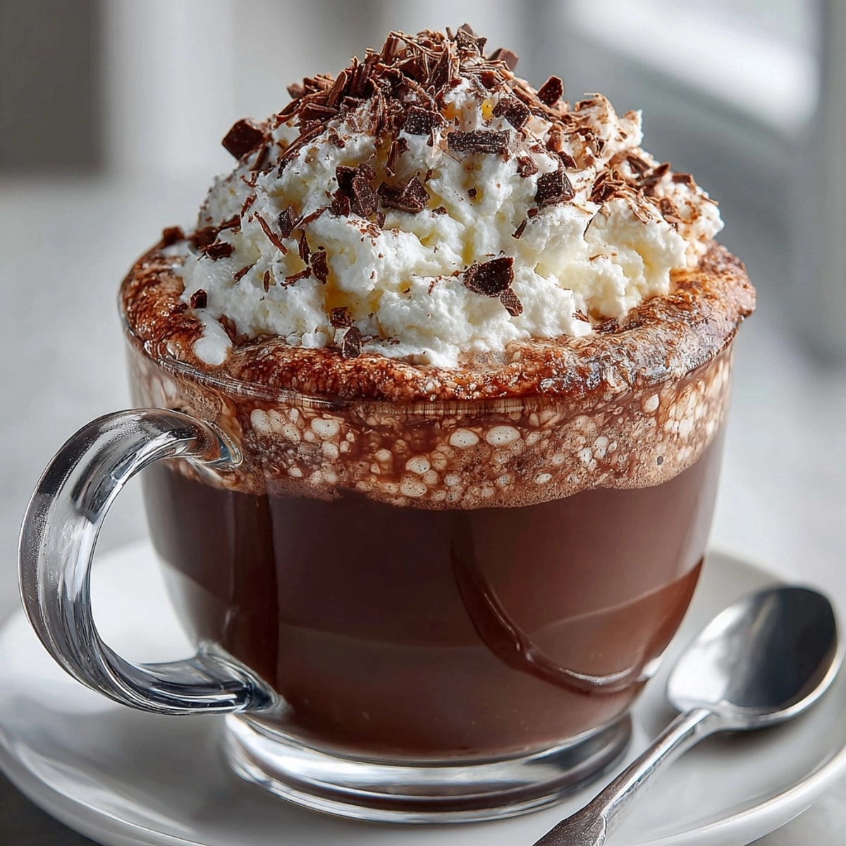 Rebel Float Hot Chocolate with Marshmallow Cream Float served in a mug, topped with fluffy dollop
