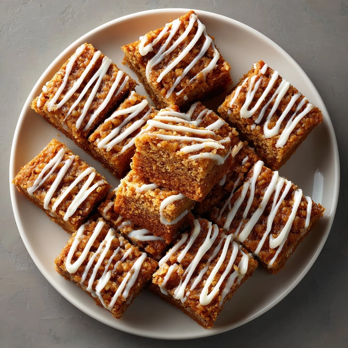 Freshly baked Swedish Ginger Snap Cookie Bars, invitingly spiced, and drizzled with glistening, melted white chocolate.