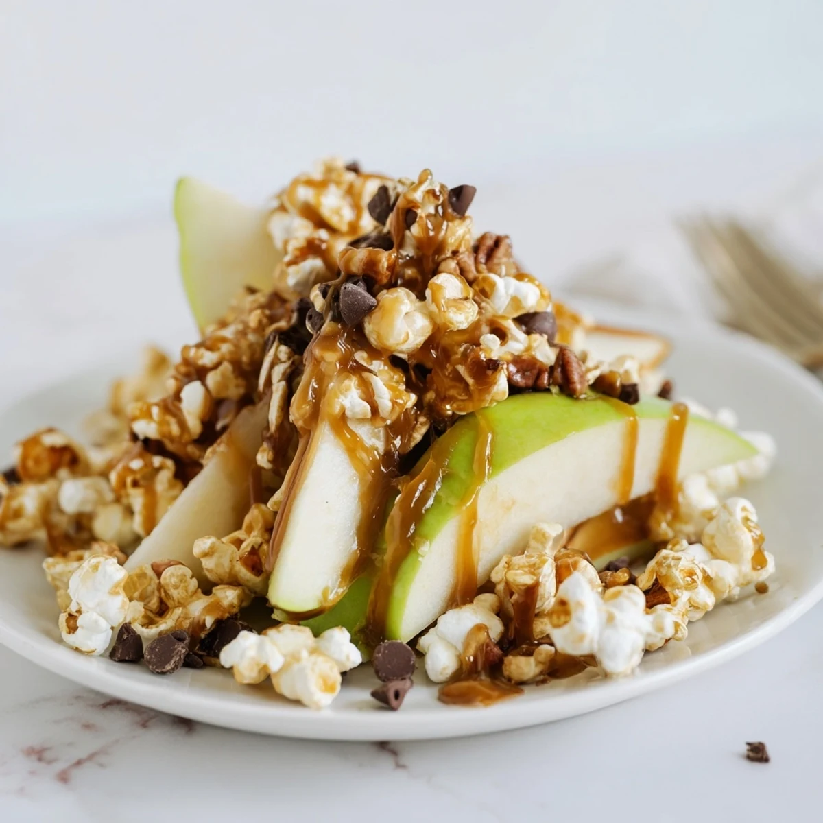 Caramel Popcorn Apple Nachos