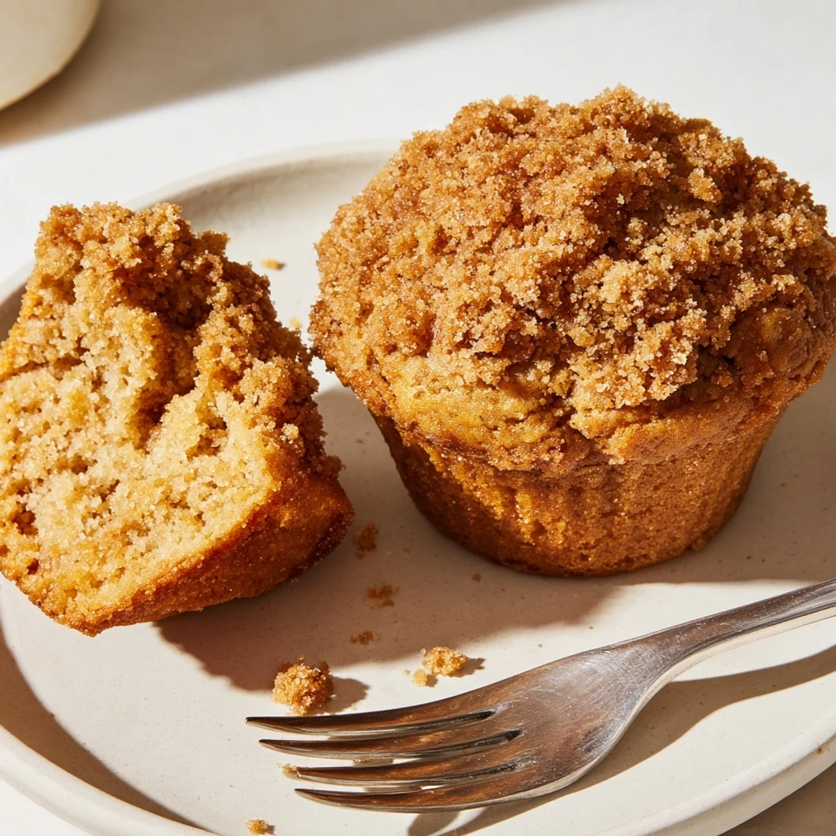 Warm maple ginger snap muffins topped with crushed cookies for added crunch.  