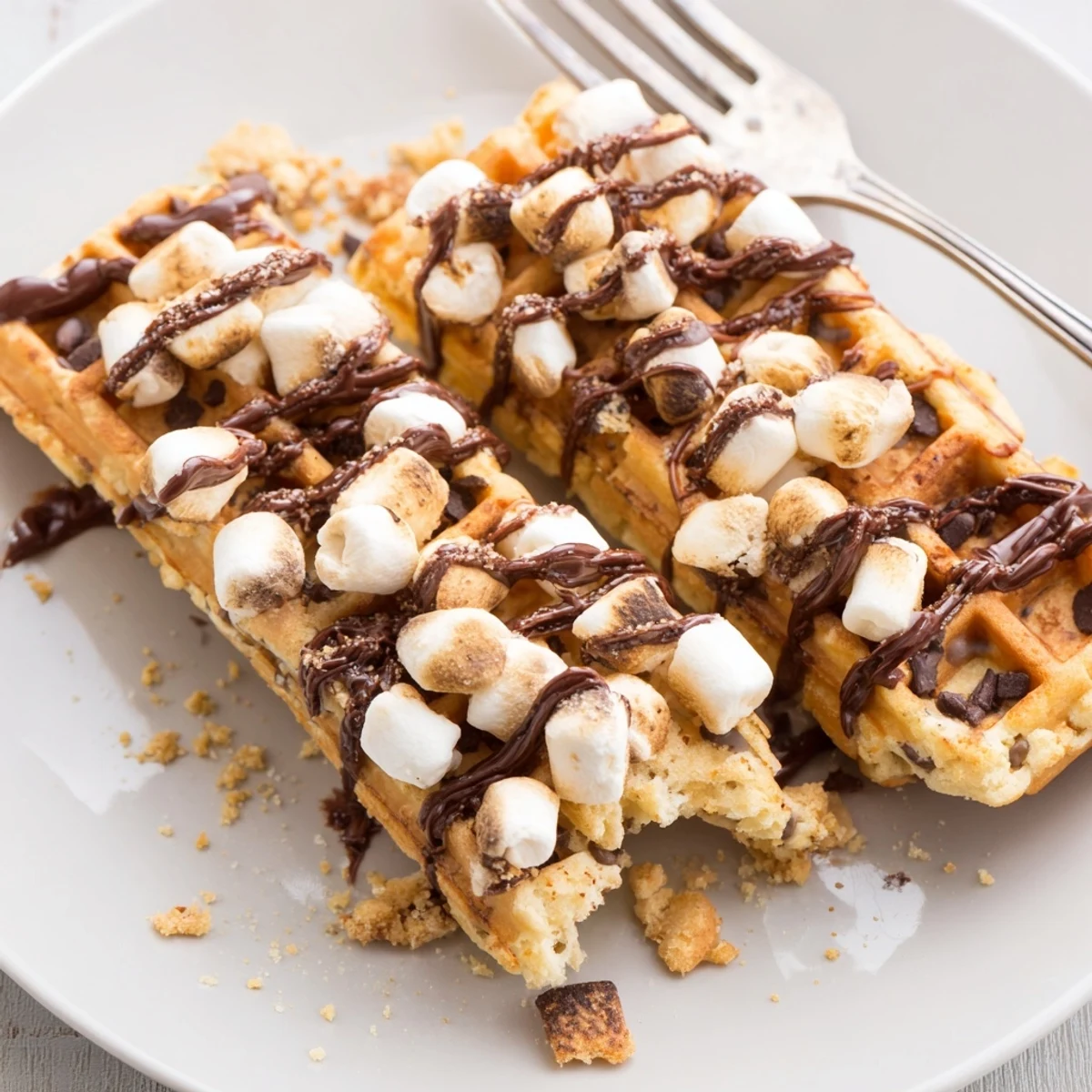Golden S’mores Biscotti Waffle Sticks, combining chocolate, graham crackers, and sweet marshmallow flavors.