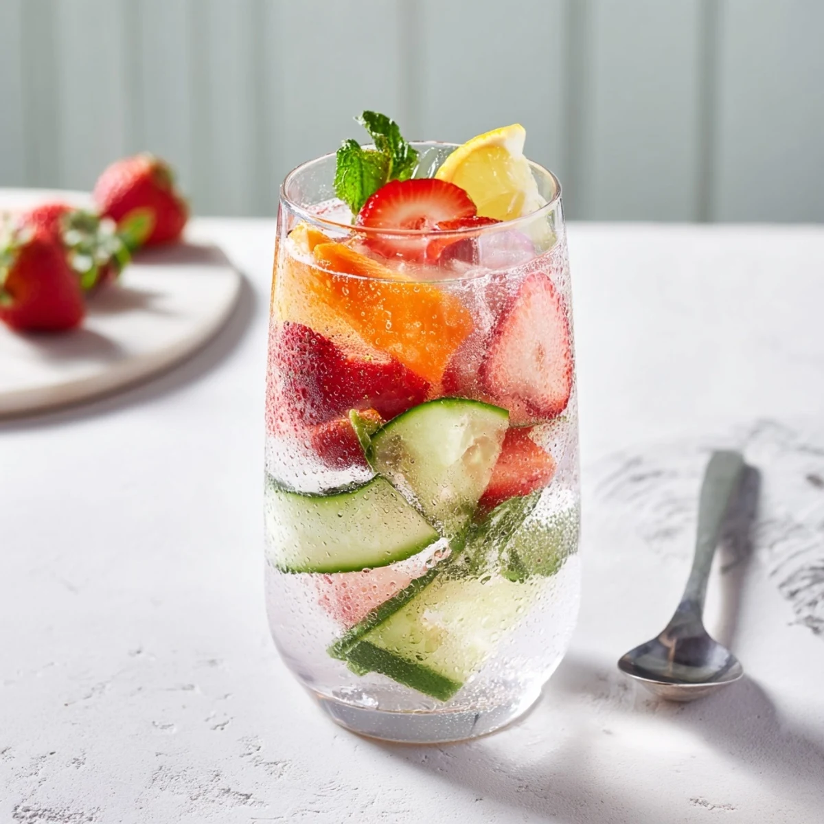 Colorful mocktails featuring fresh strawberries and lemon enhance hydration and flavor delightfully.  