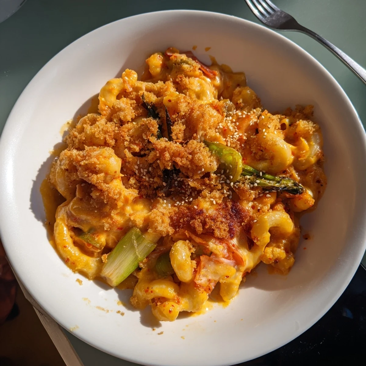 Indulge in rich Spicy Kimchi Mac & Cheese, perfect for comforting, flavorful meals.