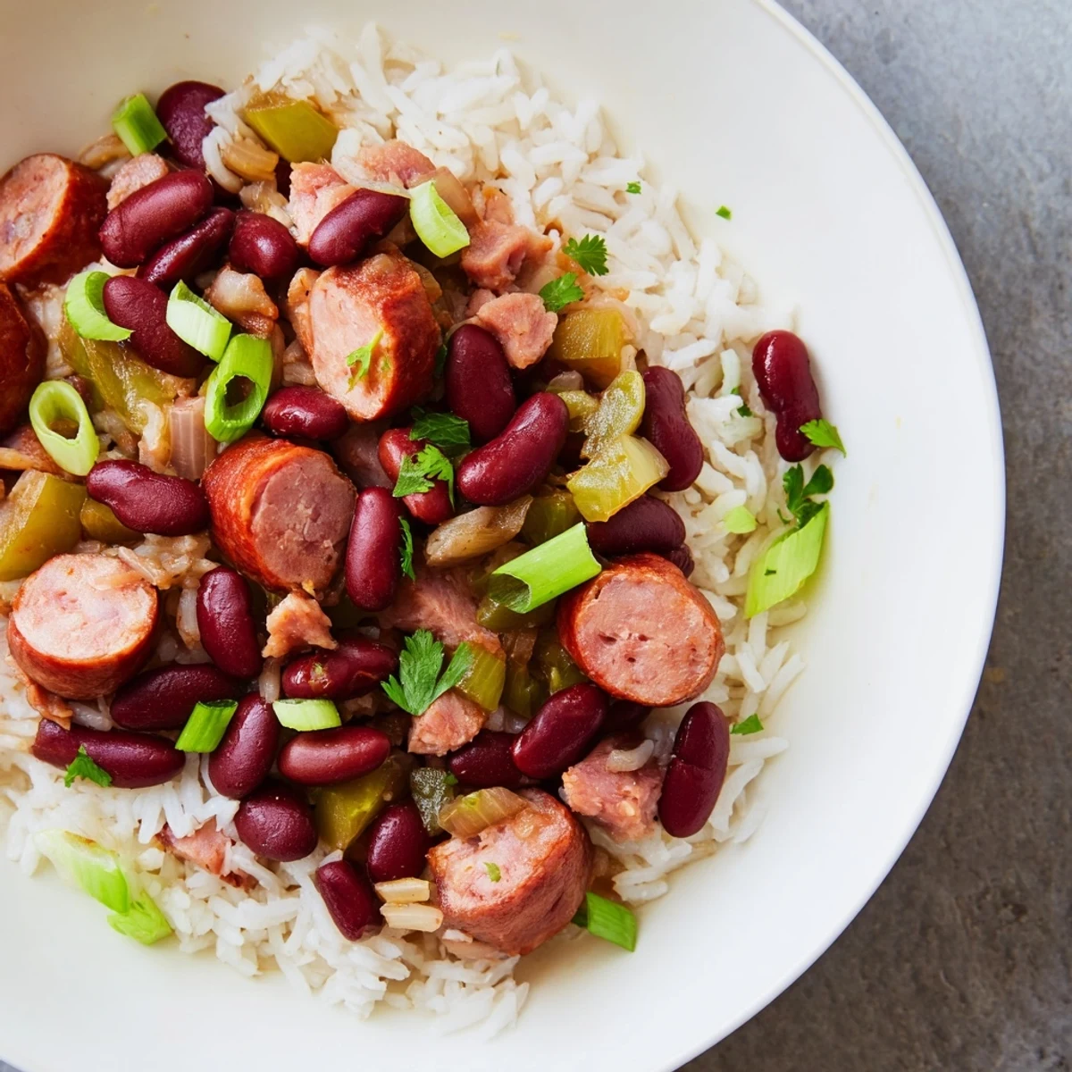Red Beans smoky sausage rice