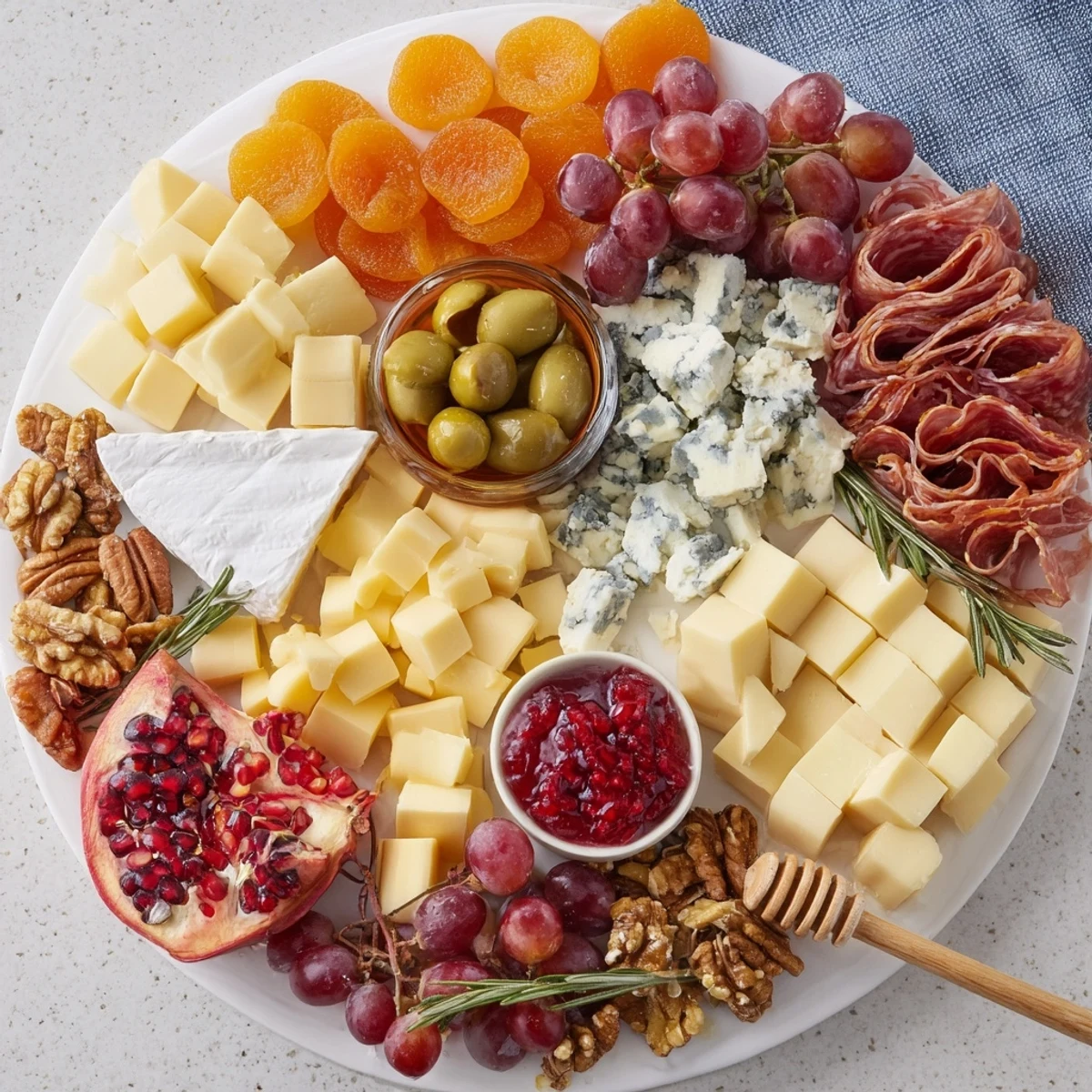 Christmas 2025 Festive Grazing Board overflowing with cheeses, meats, and colorful fruits, perfect for holiday gatherings.