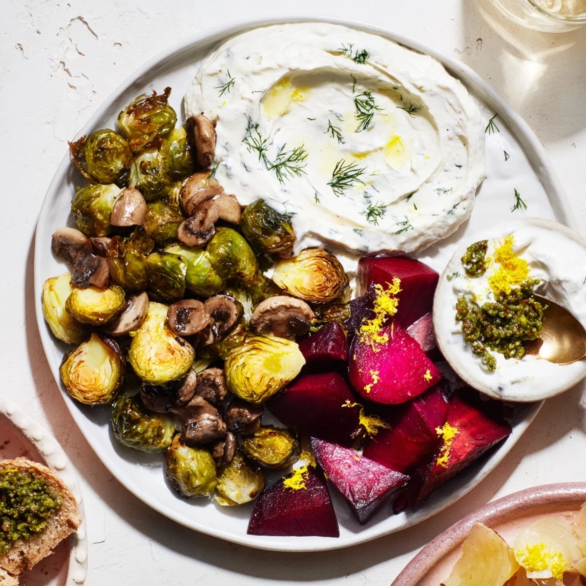 This beautiful Pine Forest Winter Mezze Board offers a lovely arrangement of Mediterranean-inspired flavors for sharing.