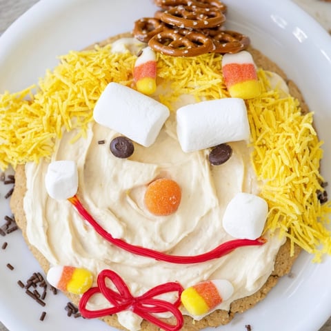 Festive Scarecrow Candy Platter featuring a colorful array of candies and sweet treats.
