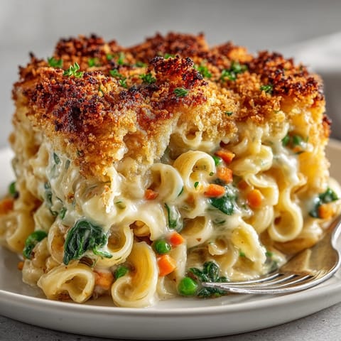 Cheesy Melty Mashup Mac and Cheese Pot Pie Pasta served warm, featuring creamy sauce and tender vegetables.