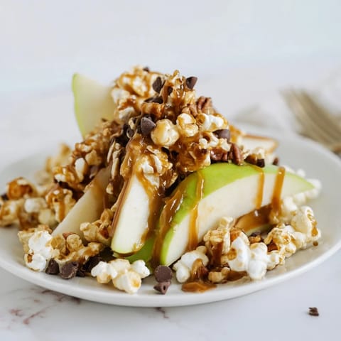 Caramel Popcorn Apple Nachos