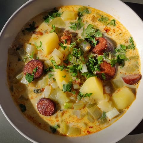 Potato Leek Chorizo Soup Bowl
