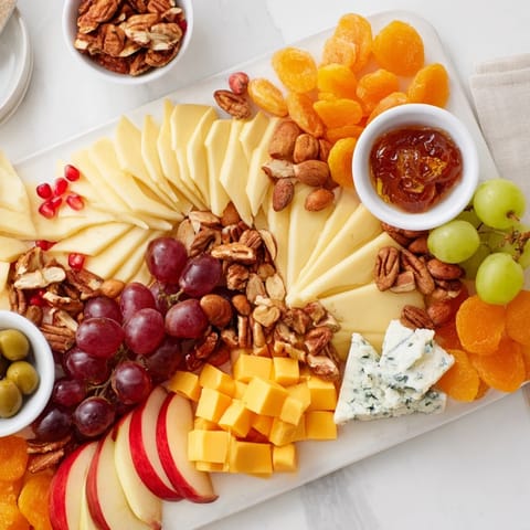 A beautiful autumn cornucopia harvest board featuring a colorful array of fresh and savory ingredients, perfect for entertaining.