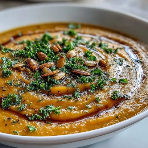 Creamy roasted broccoli and butternut squash soup, perfect for a cozy autumn meal.