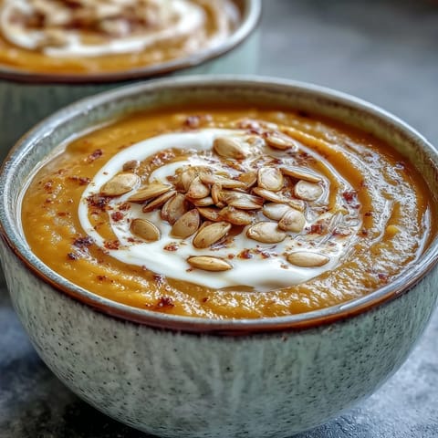 Creamy butternut squash and apple soup, a comforting autumn delight.