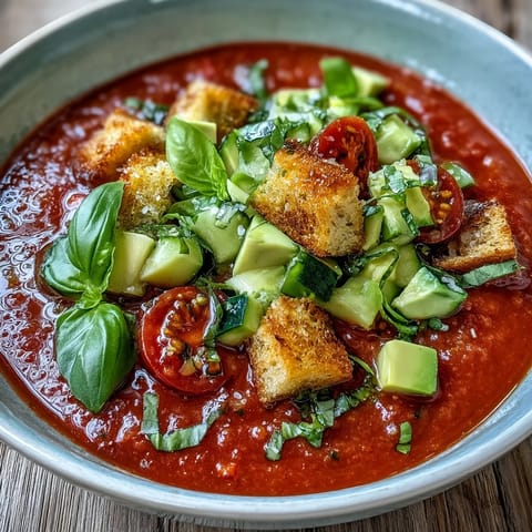 Refreshing gazpacho twist served cold, perfect for a hot summer appetizer.