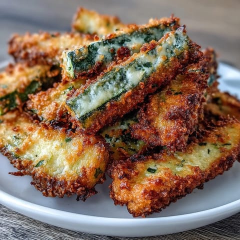 Golden, baked Crispy Parmesan Zucchini Fries, oven-ready and perfectly seasoned.
