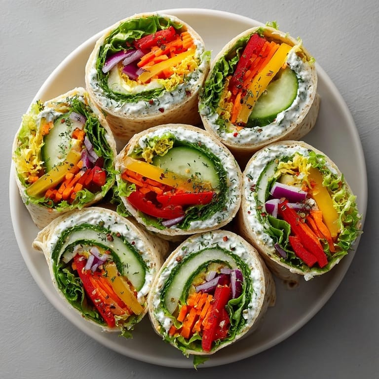 Colorful Pickle-Fix Dill Pickle Ranch Veggie Wrap halves arranged for lunch, with crunchy vegetables and tangy pickles inside.