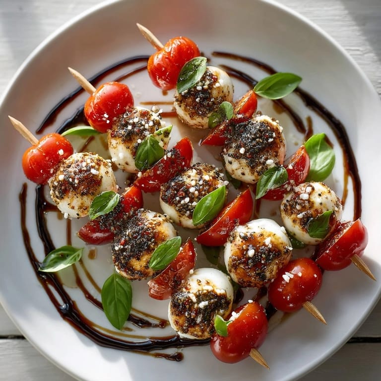 Festive Caprese Skull Skewers arranged on a plate, showcasing a flavorful balsamic reduction for Halloween fun.