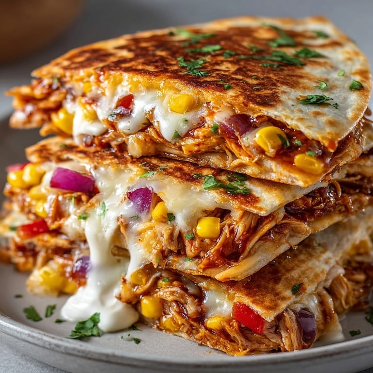 Enjoy the deliciousness of homemade BBQ chicken quesadillas, a quick and simple meal.