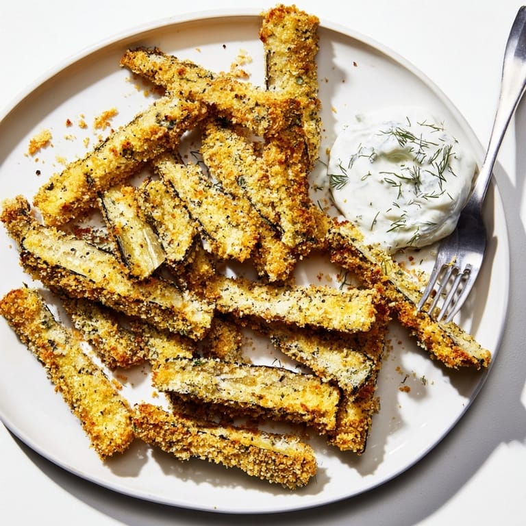 Close up of flavorful Cajun Eggplant Fries with Ranch Dip a delightful appetizer.