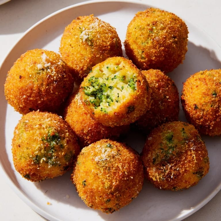 Cheddar Broccoli Rice Balls are crispy, cheesy bites perfect for entertaining guests.  