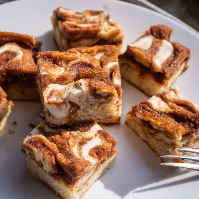 Sweet and spicy Buffalo Ranch Churro Cake Pancake Bars, perfect for a dessert treat.  