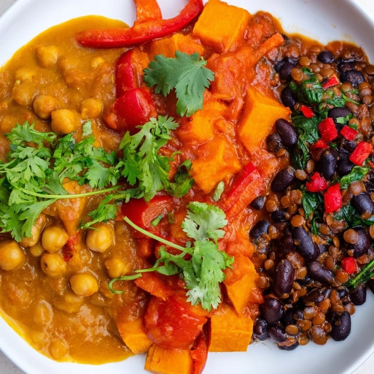 Savory Indian chickpea curry simmering with coconut milk and garnished with fresh cilantro.  