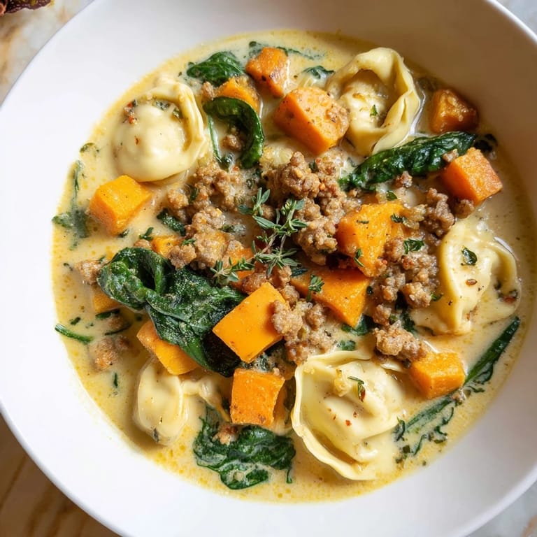 Imagine rich, creamy Creamy Sausage Tortellini Soup, perfect for a cold evening with a crusty bread.