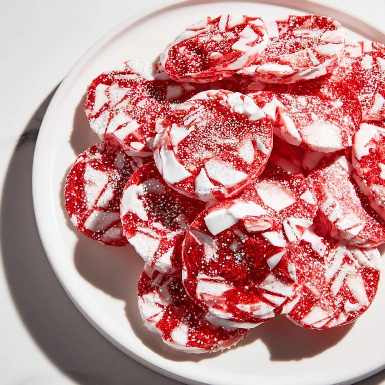 Homemade Express Peppermint Candy Bows glistening on parchment, a quick and easy, colorful holiday candy treat.
