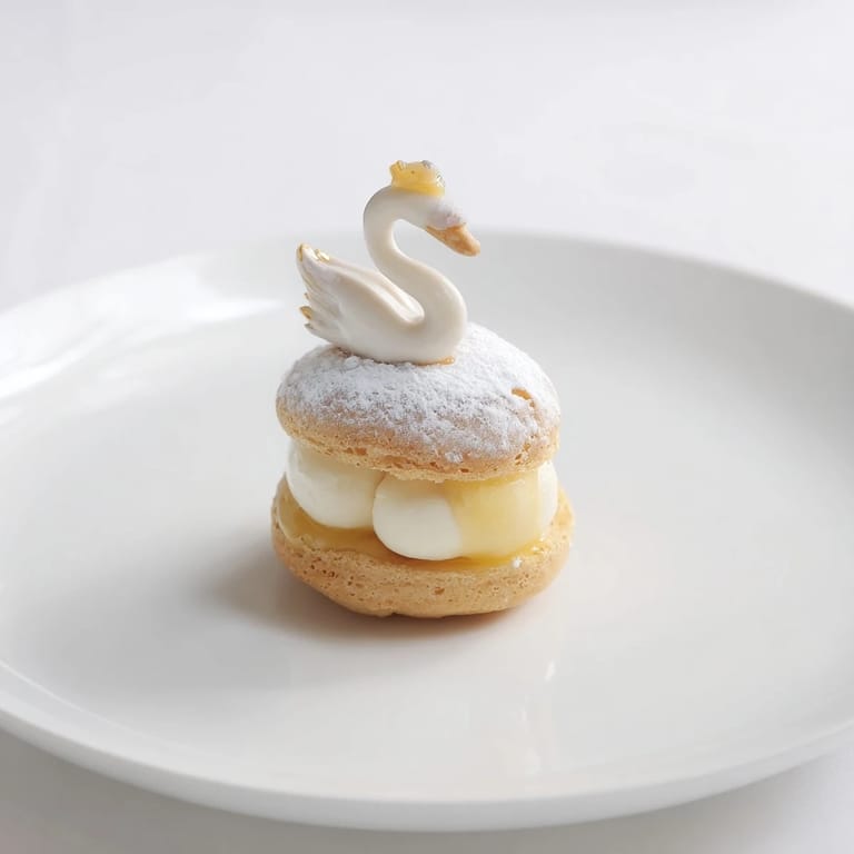 Delicate vanilla cream fills these Elegant Swan Petit Fours, perfect for an afternoon dessert course.