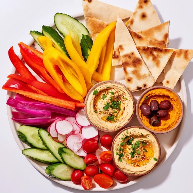 Delectable The Moroccan Tent creation, with pita triangles, colorful vegetables, and various flavorful dips ready.