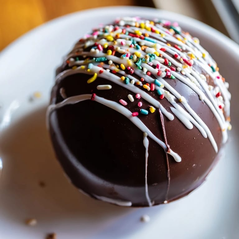 Rich and creamy, a mug of hot milk melting a delicious Hot Chocolate Bomb.