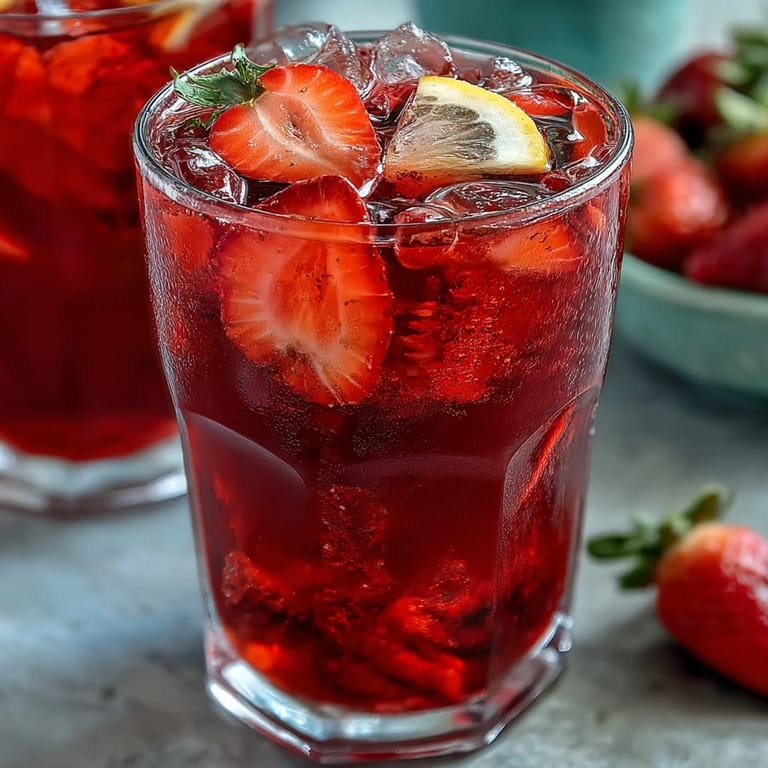 Refreshing Hibiscus Strawberry Lemonade, a colorful and delicious Juneteenth celebration drink.