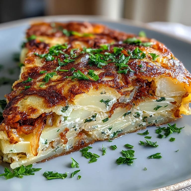 Visually appealing Light Spanish Potato Omelette, a healthier brunch option.