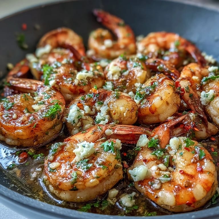 Easy Garlic Shrimp Simplified: perfectly cooked shrimp coated in savory, spicy garlic butter.