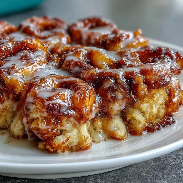 Juicy peach cobbler cinnamon roll casserole, ready to be served warm.